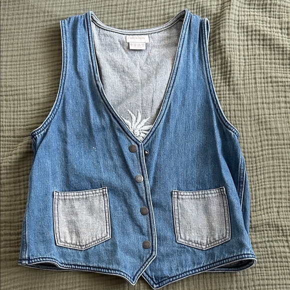 Brixton Jackets & Blazers - Brixton Light Blue Denim Embroidered Vest